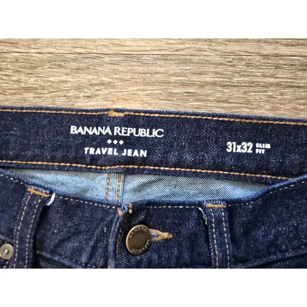Banana Republic Travel Jeans 31x32 Slim Fit Dark Wash Stretch Denim Minimalist